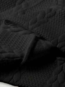 SHEIN LUNE Plus Size Solid Color Drawstring Sweatshirt - Black - View 5