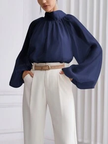 Firerie 純色立領燈籠袖休閒襯衫