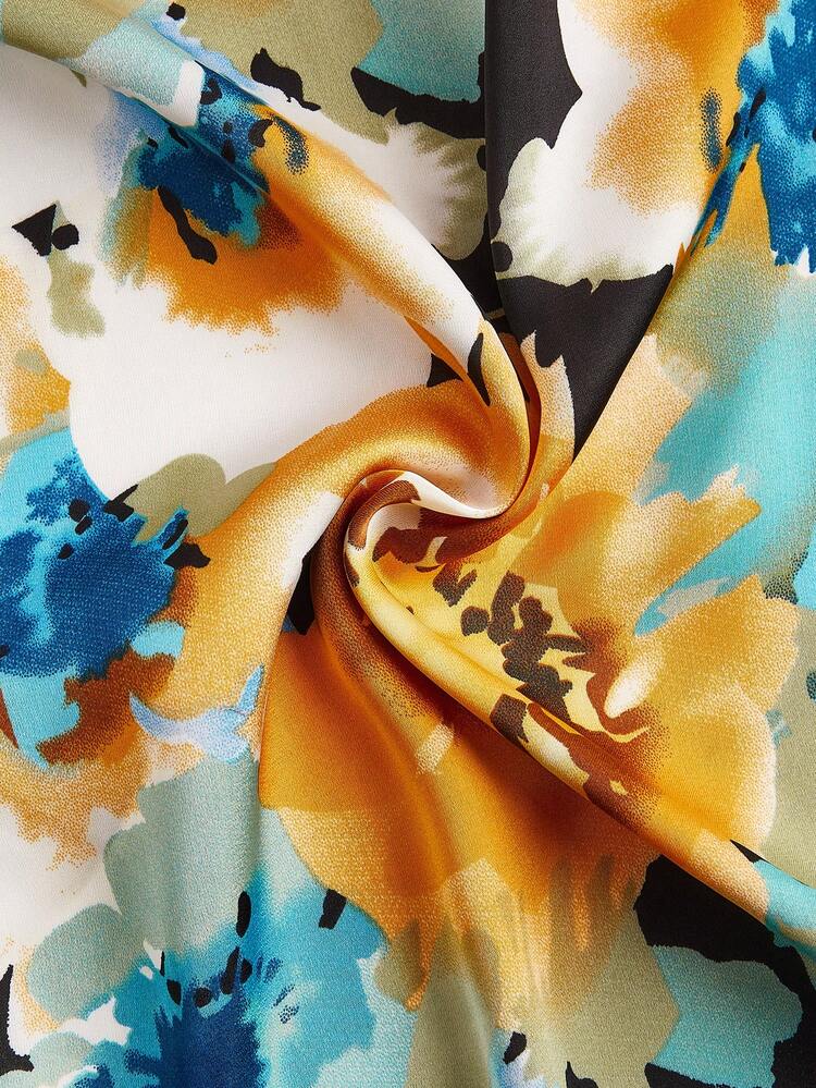 Women'S Floral Printed Ruffle Hem Dress