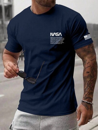 Manfinity Homme Herren T-shirt Mit Rundhals Ausschnitt Und Slogan Druck