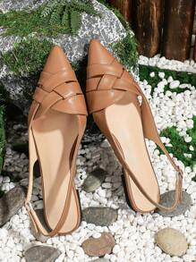 Brown Round Toe Flat Party Shoes (Random Upper)