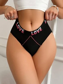 EasyFave Damen Triangle Briefs mit Sport-Taillenband mit Jacquard Buchstabenmuster