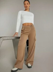 Hauture Detachable Sleeve Button Ribbed Top - White - View 6