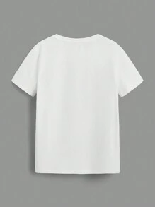 TOM & JERRY X SHEIN Tween Boy Cartoon Graphic Tee - White - View 2