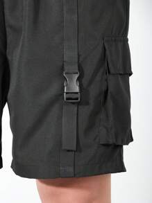 SHEIN Teen Boys' Casual Simple Cargo Style Pocket Shorts