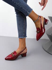 Của phụ nữ Đỏ  Dày Gót chân Giày đế bệt - Màu Đỏ Sâu - Xem 7