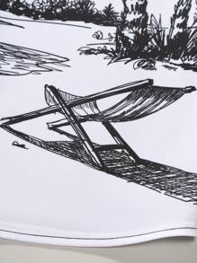 Manfinity RSRT 男士海洋印花短袖襯衫，紐扣式圖案襯衫，送男友禮物必備 - 黑色 - 查看 6