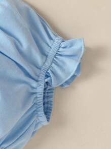 SHEIN Baby Girl Romper Set, Including Headband, Bib And Gloves