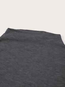SHEIN EZwear 女式立領無袖背心上衣，適合夏季穿著，帶有褶皺，修身設計 - 深灰色 - 查看 4