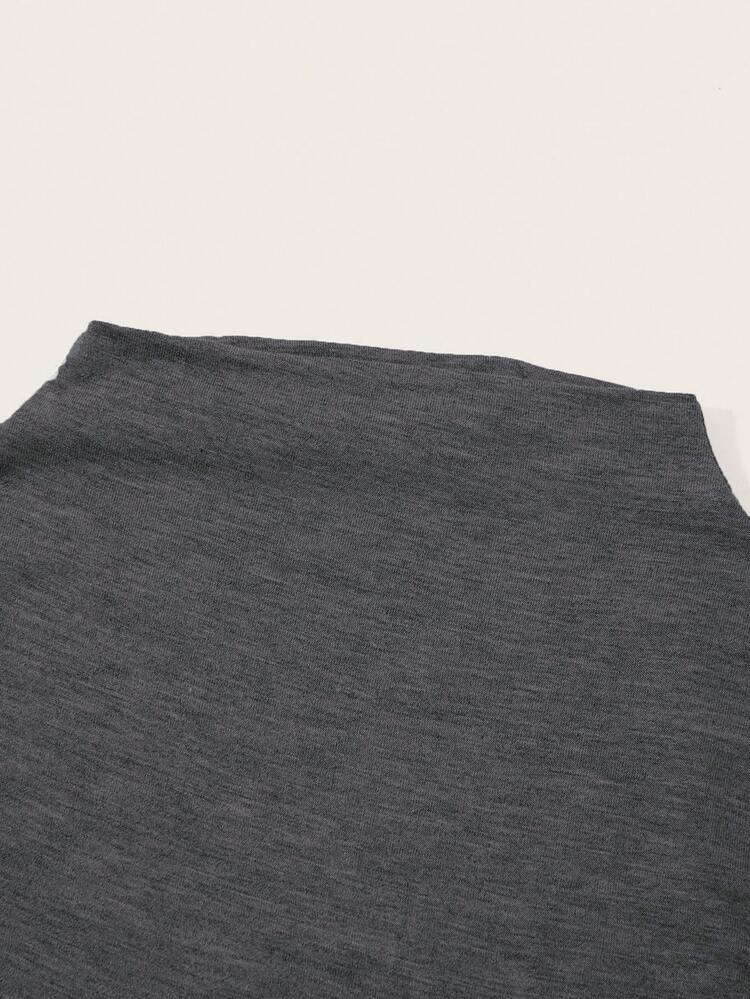 SHEIN EZwear 女式立領無袖背心上衣，適合夏季穿著，帶有褶皺，修身設計 - 深灰色 - 查看 4