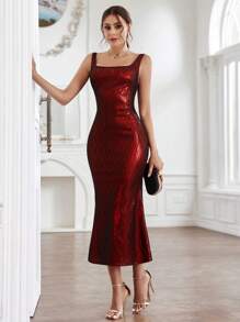 SHEIN Belle Vestido De Cola De Sirena Jacquard Para Mujer