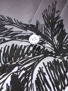 Manfinity RSRT 男士海洋印花短袖襯衫，紐扣式圖案襯衫，送男友禮物必備 - 黑色 - 查看 7