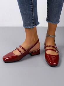 Autumn Fashion Women Flat Shoes Wine Red, Spring Low Heel Mary Jane Shoes, Summer Chunky Heel Sandals, Wedge Closed Toe Heeled Slippers
