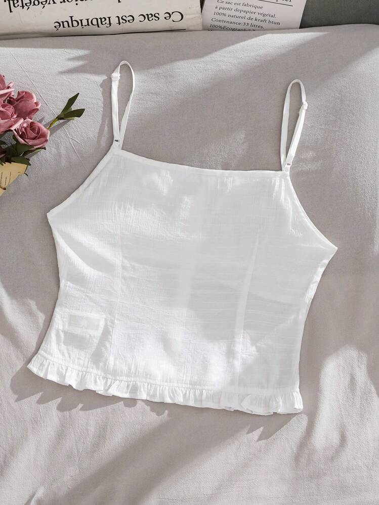 SHEIN EZwear 여성용 화이트 우븐 캐미솔 탑 - 화이트 - 보기 2