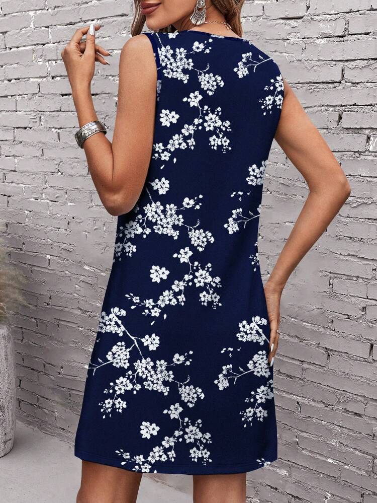 Summer Floral Printed Sleeveless Jumpsuit Dress For Women