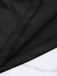 SHEIN Slayr Letter And Bull Head Print Short Sleeve T-Shirt - Black - View 3