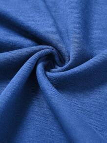 SHEIN 男童休閒簡約蜘蛛俠字母印花t恤,圓領設計,非常適合夏季穿著 - 寶藍色 - 查看 3