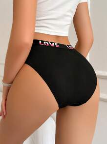 EasyFave Damen Triangle Briefs mit Sport-Taillenband mit Jacquard Buchstabenmuster