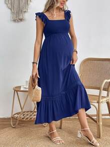 SHEIN 孕妇方领盖袖连衣裙 - 藏蓝色 - 查看 5