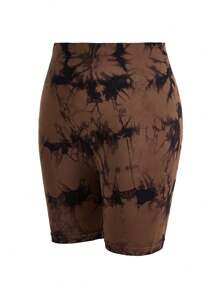 Easithlete Plus Size Tie-Dye Sports Shorts Legging Shorts - Multicolor - View 4