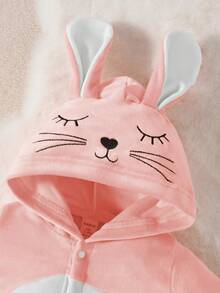 SHEIN Perso Play Baby Girl Rabbit Shaped Hooded Jumpsuit Pajamas - Multicolor - View 5