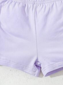 SHEIN Playful Pals 5pcs Baby Girl's Simple, Cute And Comfortable Shorts With Elastic Waist For Spring/Summer - Multicolor - View 5