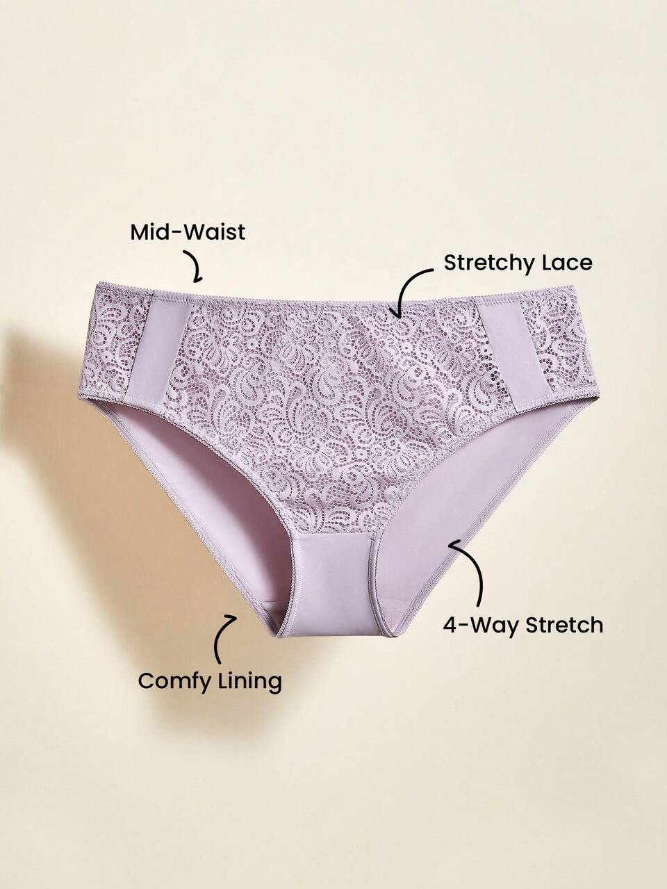 Lingerie Mid Waist Lace Brief Women Underwear Panties Set