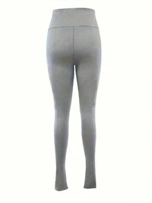 INAWLY Solva 女士纯色修身荷叶边裤，女士春秋休闲褶皱自然喇叭腿超长灰色常规版型女裤，休闲日常穿着 - 灰色 - 查看 3