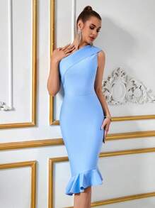 ADYCE 优雅美人鱼裙摆修身鸡尾酒礼服，白色半正式礼服，适合生日、婚礼宾客、正式晚宴、返校节、复活节夏季、毕业典礼及其他场合的派对和春季活动。 - 淺藍色 - 查看 6