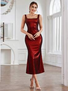 SHEIN Belle Vestido De Cola De Sirena Jacquard Para Mujer