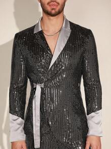 Manfinity VCAY Men's Casual Sequin Suit 2pcs/Set - Silver - View 4
