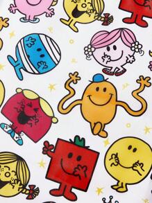 Mr Men Little Miss X SHEIN Cartoon Printed Drawstring Storage Bag, For Travel