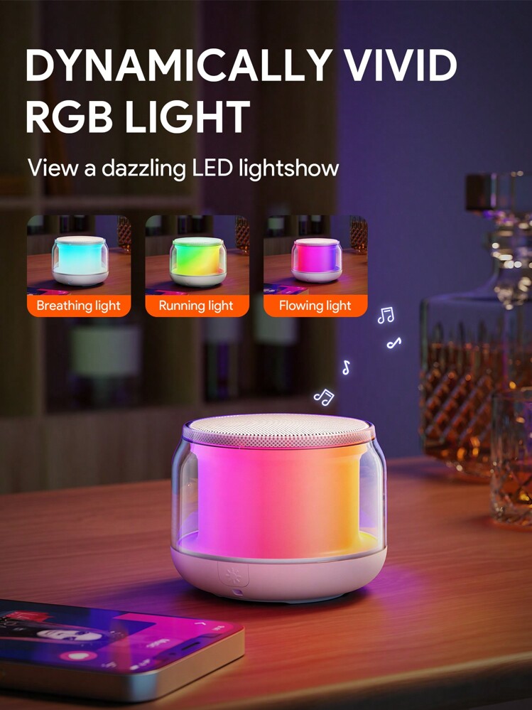 JMMO 无线扬声器，蓝牙扬声器，带 LED 灯的无线立体声扬声器 IPX4 适用于家庭聚会礼物情人节礼物圣诞礼物，秋冬季假期露营必备品度假配件，露营用品 - 白色 - 查看 2