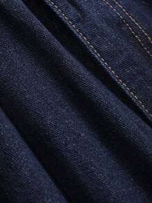 Dazy Designer 女式褶皱阔腿牛仔裤，返校服装 - 藍色 - 查看 3