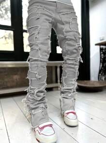 Teen Boy Plain Frayed Hem Jeans - Grey - View 1