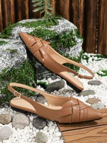 Brown Round Toe Flat Party Shoes (Random Upper)