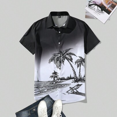 남성용 해 프린트 반팔 셔츠, 보이프렌드 선물용 버튼 업 그래픽 셔츠