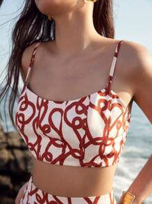 Anewsta Square Neck Floral Print Crop Top