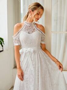 Vestido Formal Para Fiesta De Coctel De Encaje Para Mujer - Blanco - Ver 7