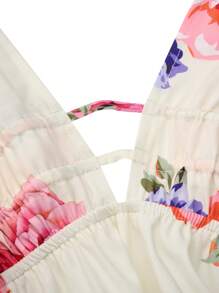 SHEIN Clasi 大码波西米亚风花卉印花镂空露背连衣裙，适合夏季 - 彩色 - 查看 3