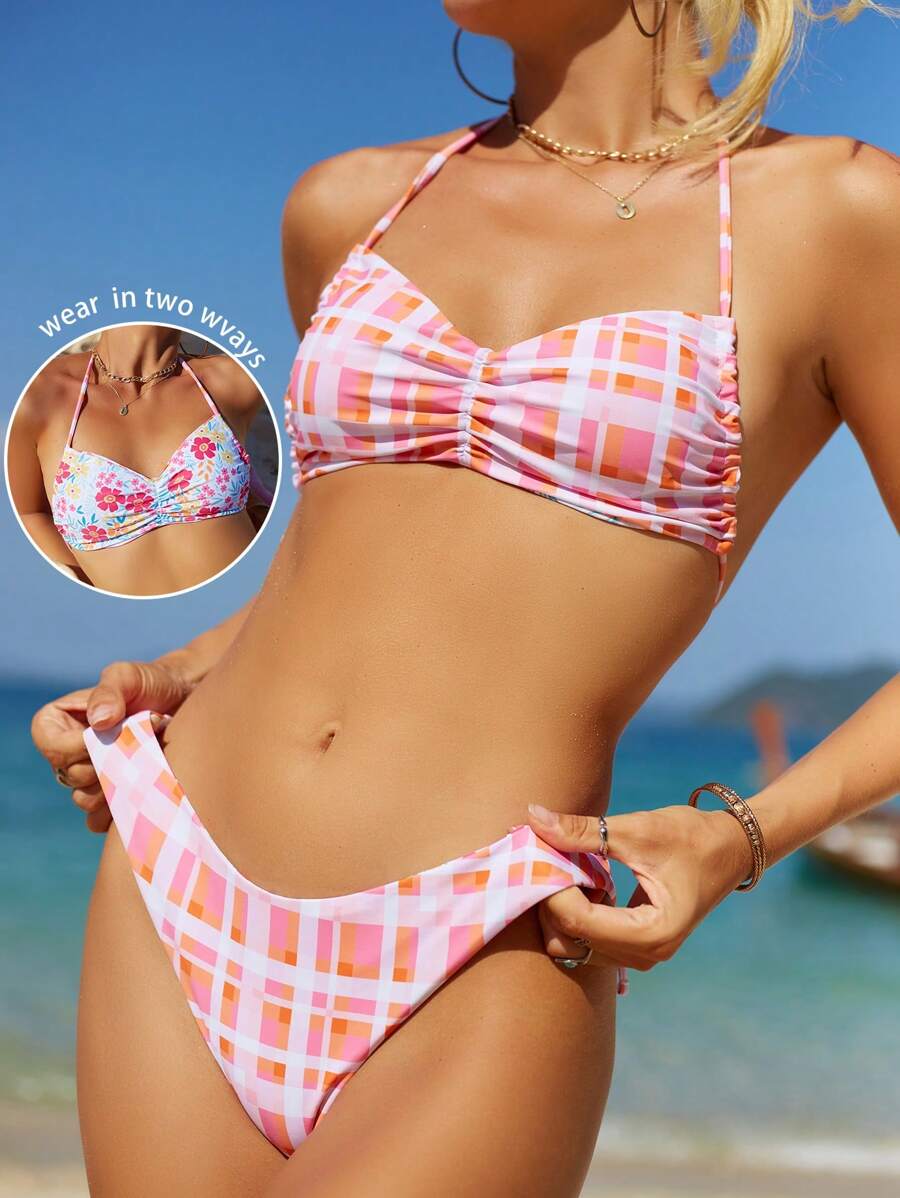 Swim Mod Summer Beach Women's Halterneck Two-Piece Bikini Set - Multicolor - View 1