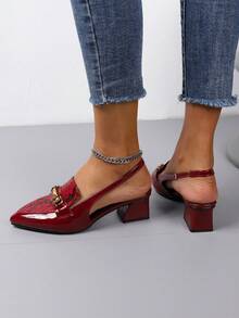 Của phụ nữ Đỏ  Dày Gót chân Giày đế bệt - Màu Đỏ Sâu - Xem 4