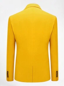 CLOUDSTYLE Nam Ve áo có khía Ngực đơn Áo vest áo - Màu vàng - Xem 4