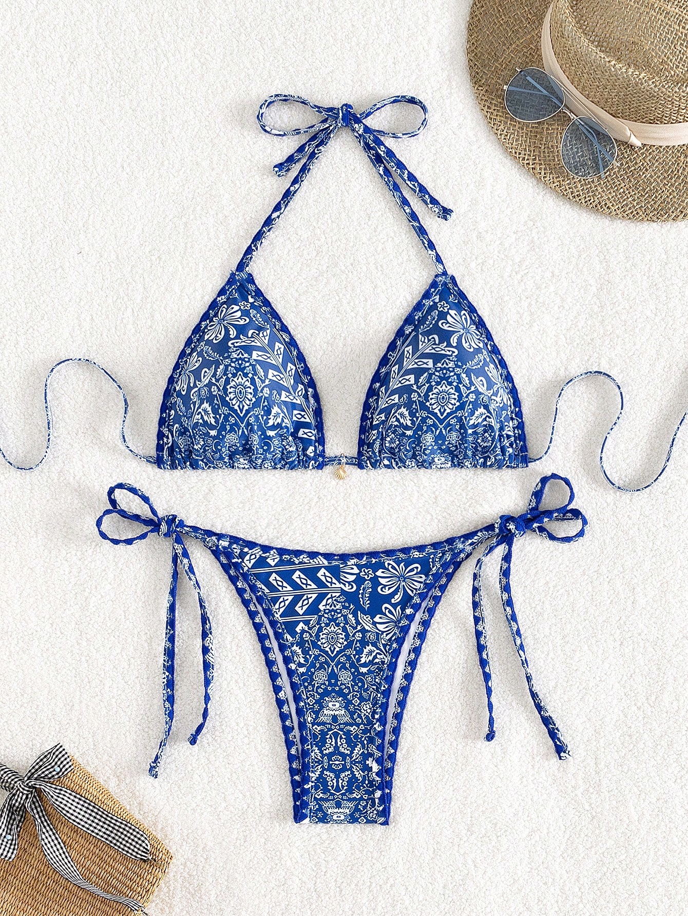 Printed Halter Bikini Set