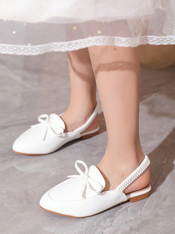 Nouvelles chaussures plates confortables pour filles avec élastique au dos et décoration de nœud, chaussures pour enfants