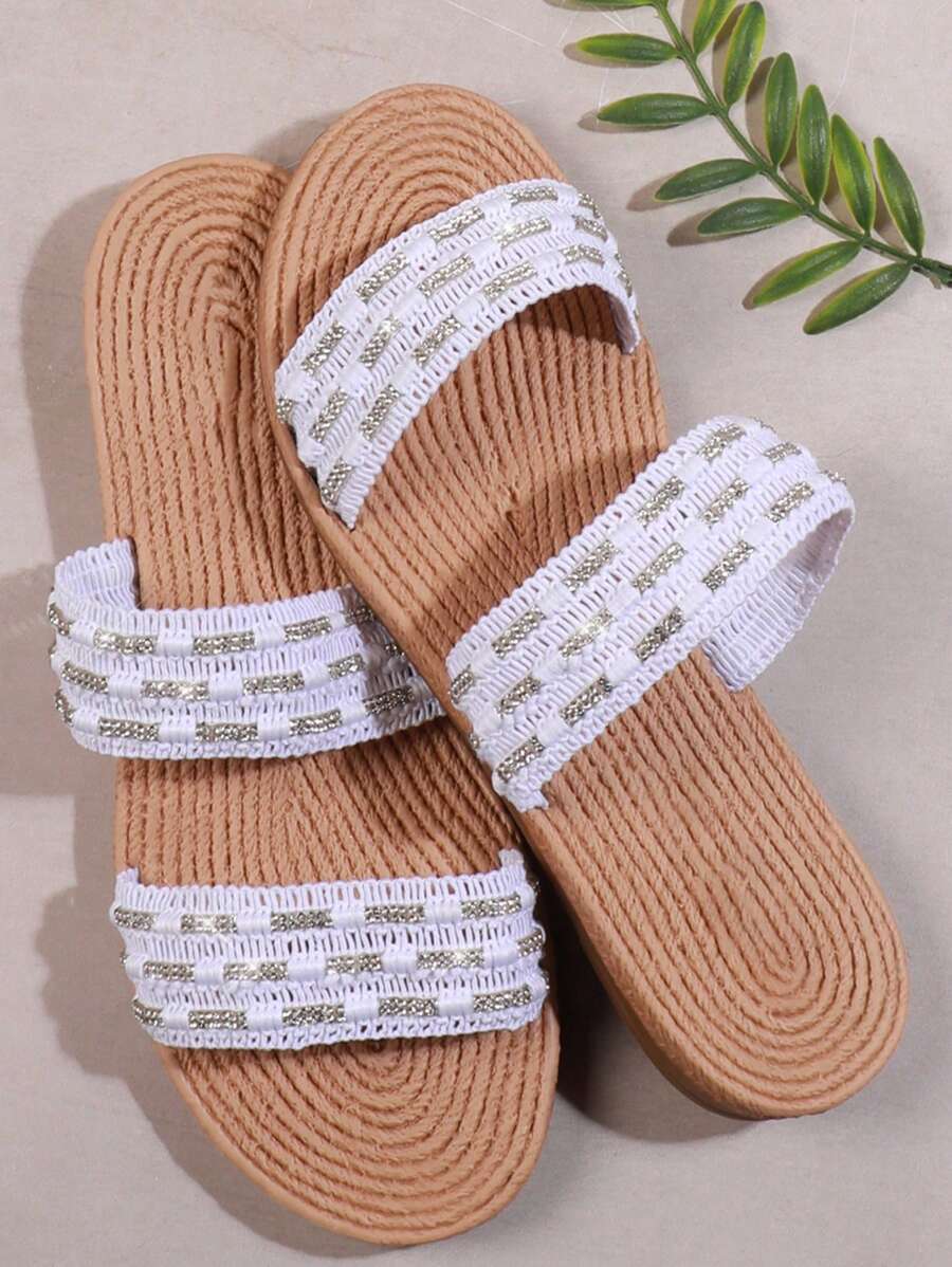 SHUZIA Women's Solid Color Fabric Flat Sandals