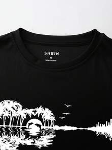 Men's Guitar Printed Short Sleeve T-Shirt - Black - View 4