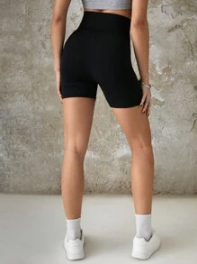 SHEIN EZwear 女士針織日常休閒褲襪 - 黑色 - 查看 8