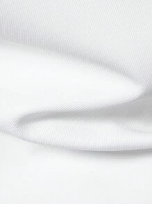 Manfinity Mode Men's Patchwork Plain Long Sleeve Shirt With Chest Pocket, For Husband, Work, Slim Fit Dress Shirt Men, Slim Fit White Shirt, White Dress Shirt Men, Men's White Button-Down Shirt, For Fall - White - View 4