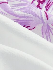 SHEIN ICON 女士白色花卉印花領口背心 - 紫丁香色 - 查看 3
